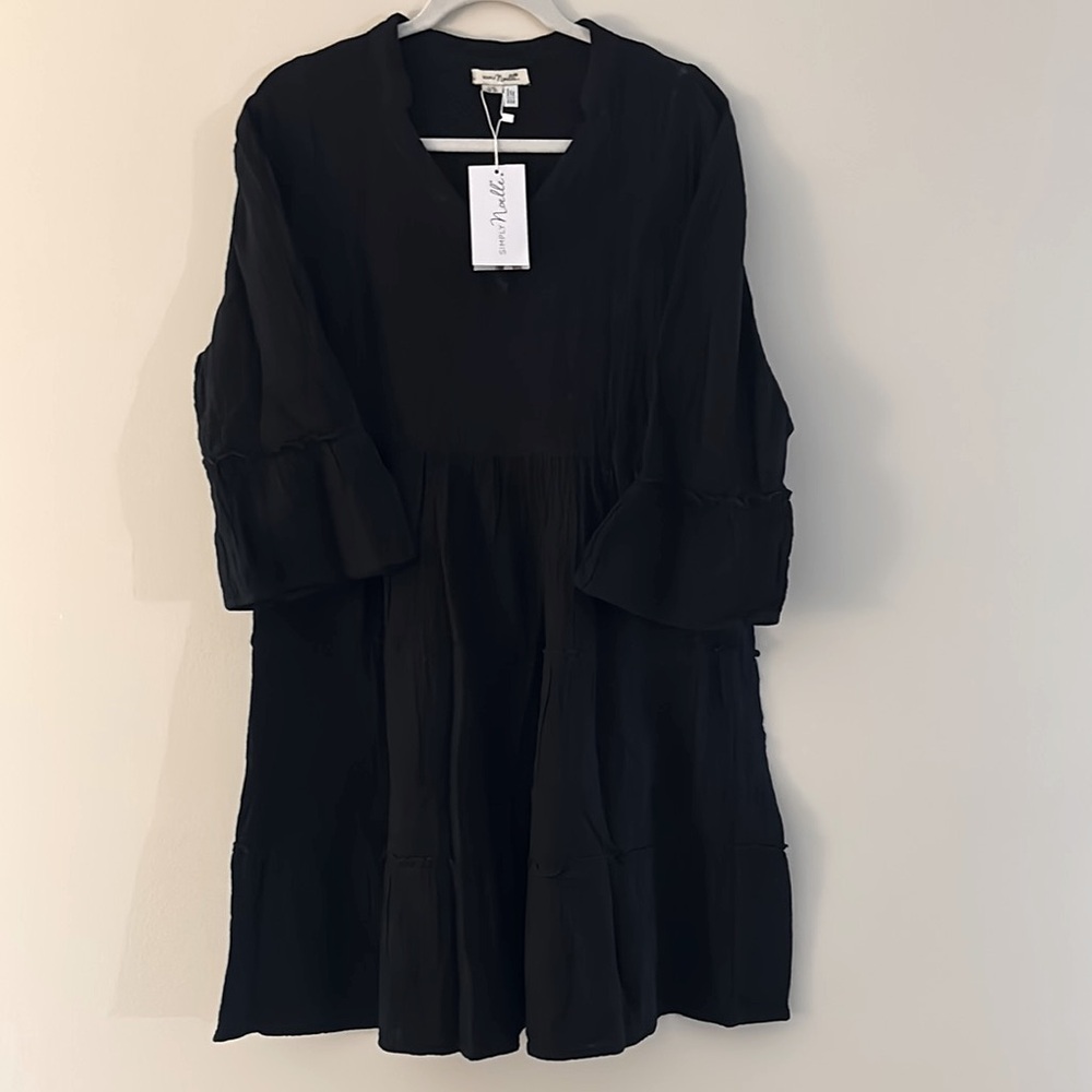 NWT Cotton Gauze Black Dress by Simply Noelle Sz L/XL